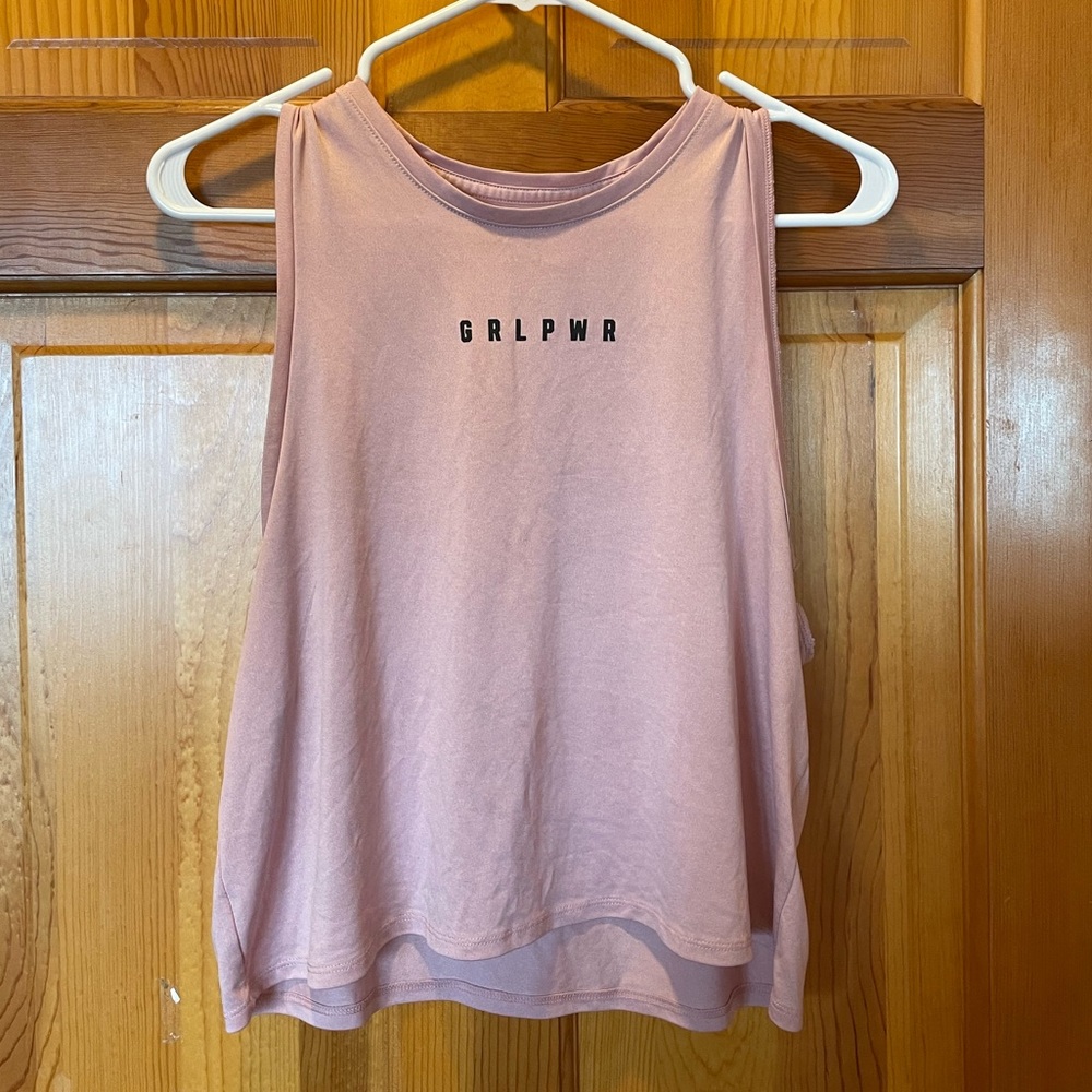 PINK girl power cropped tank top